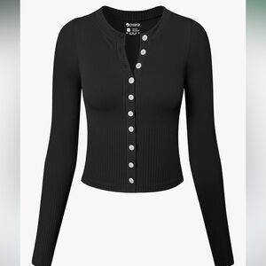 OQQ Black Button-Up Cardigan